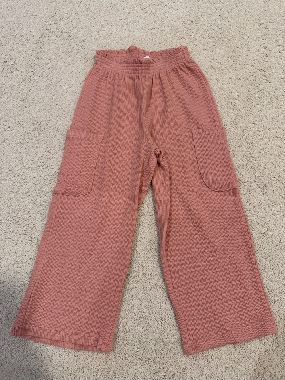 Zara Kids Wide-Leg Cargo Pants in Dusty Rose